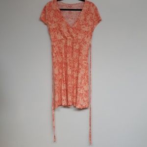 Garnet Hill Pink Floral V-neck Dress